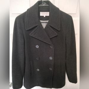 Calvin Klein Black Double Breasted Fully Lined Wool Cashmere Peacoat Size 2